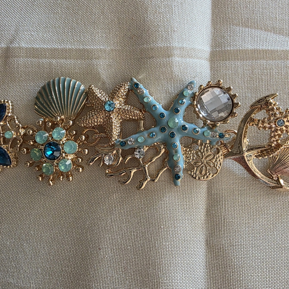 Gold and Blue Sea Life Charm Bracelet - Picture 3 of 5